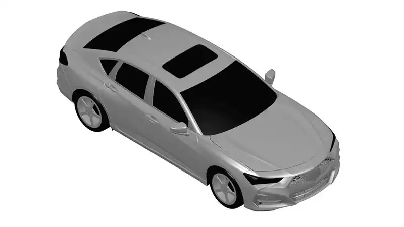 Possible patent drawings indicating Acura TLX and MDX model changes in 2021.