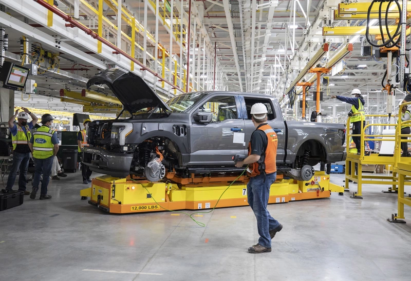 The 2022 Ford F-150 Lightning electric pickup truck goes into production starting April 26.