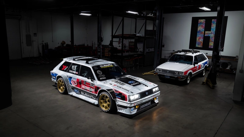 Travis Pastrana's family huckster, a 1983 Subaru built to tear up gymkhana tracks.