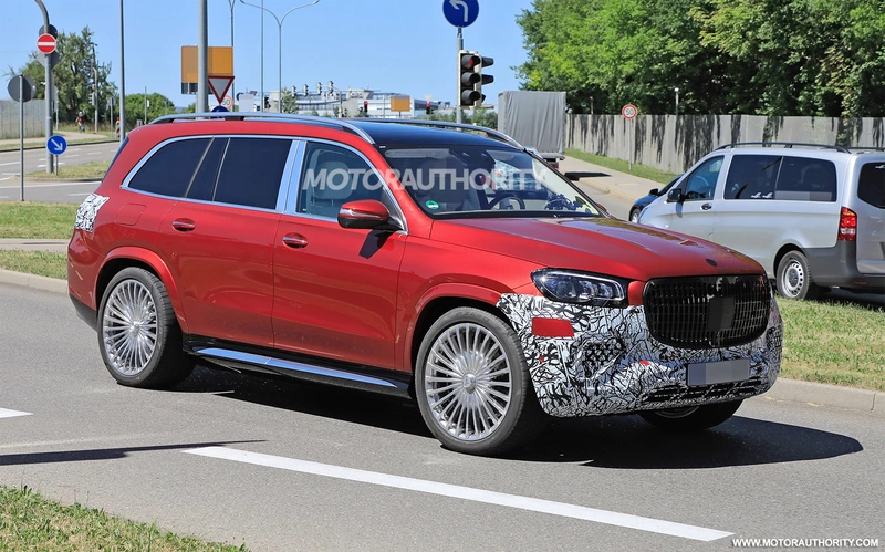 Spy shots of the 2024 Mercedes-Benz Maybach GLS-Class: hints of a light facelift for the ultra-luxury SUV.