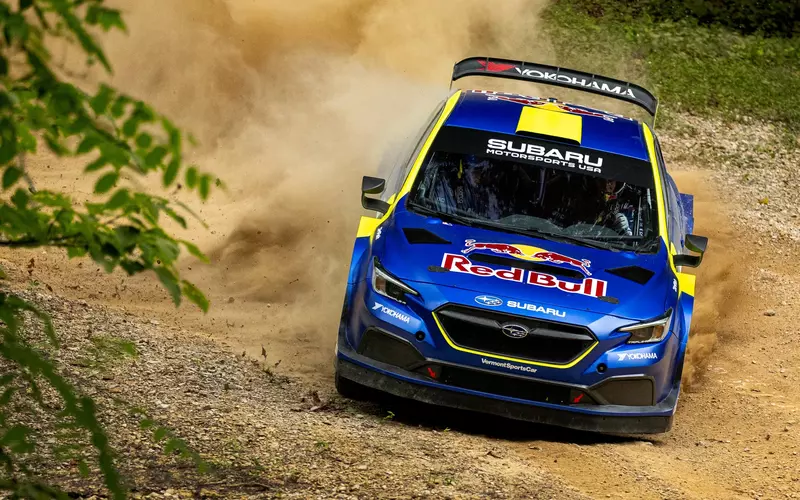 Subaru's new WRX rally car on stage